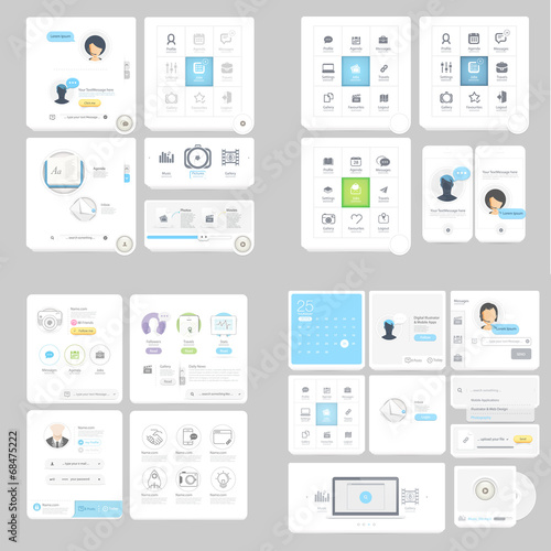 Collection:Set of web menu navigation elements with icons