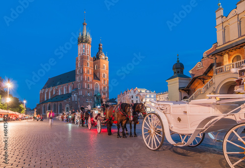 Carriages on The Main Market Square in Krakow