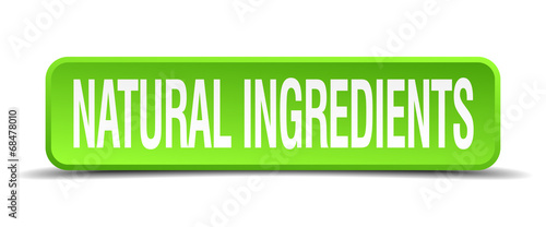 natural ingredients green 3d realistic square isolated button