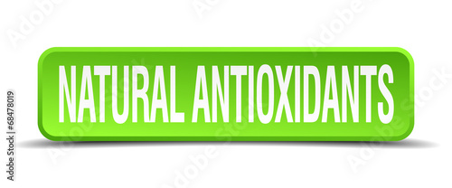 natural antioxidants green 3d realistic square isolated button