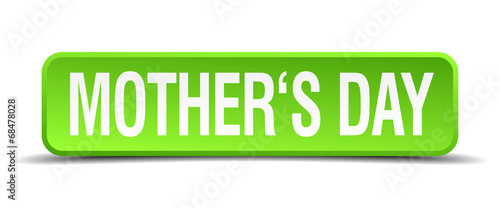 mothers day green 3d realistic square isolated button