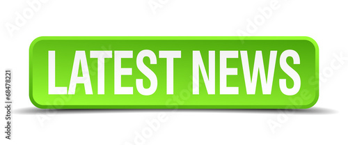 latest news green 3d realistic square isolated button