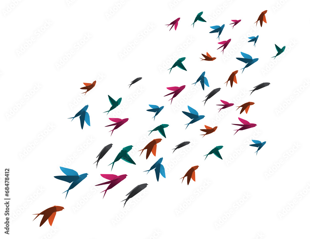 Origami swallow flying vector Origami swallow flying vector