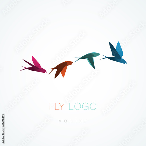 Origami flying swallow vector
