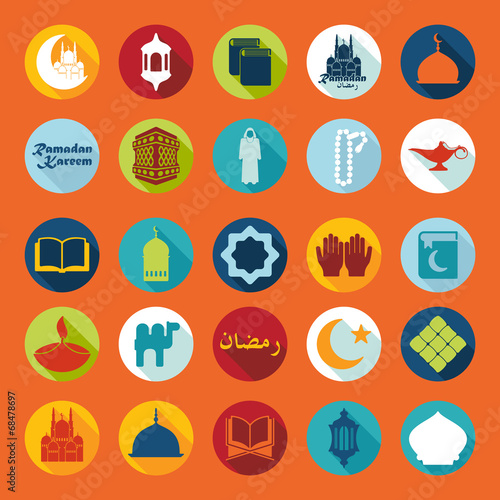 Set of flat icons: Ramadan Kareem