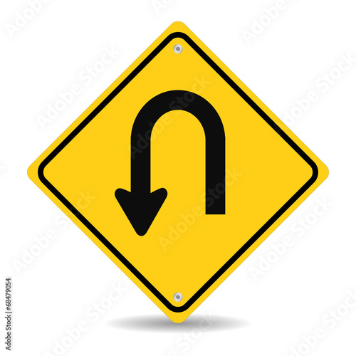 Turn back road sign