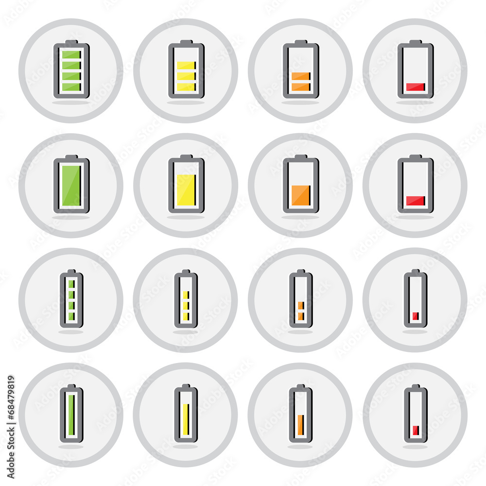 Vector of icon, battery set on isolated background
