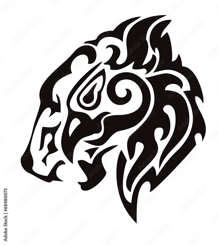 Obraz premium Tribal lion head formed by the head of an eagle