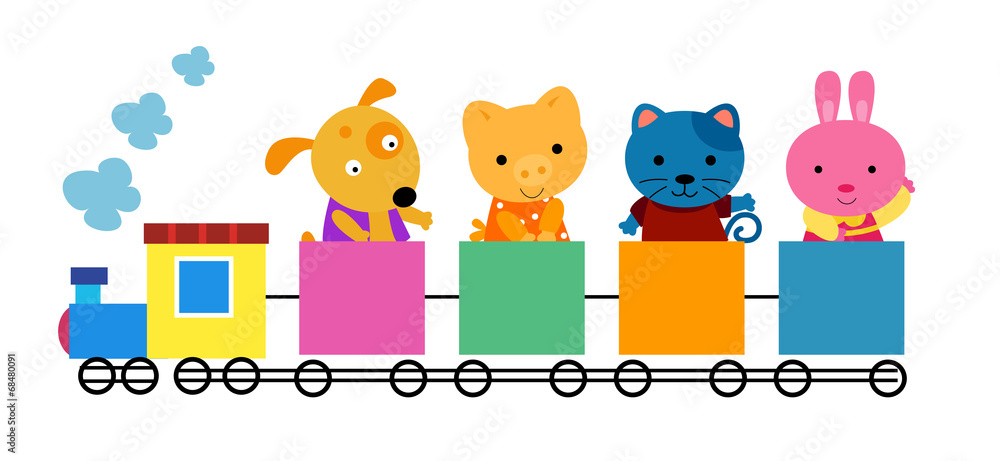 Cute train and animals Cute train and animals