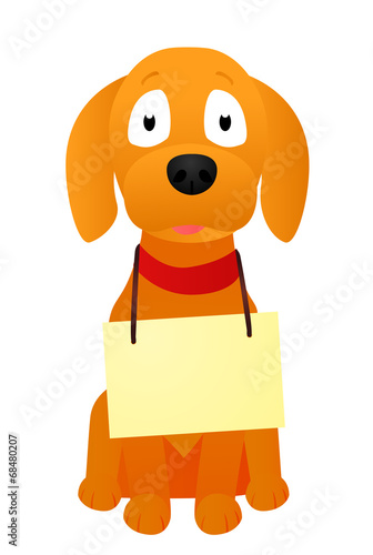 Puppy with a banner