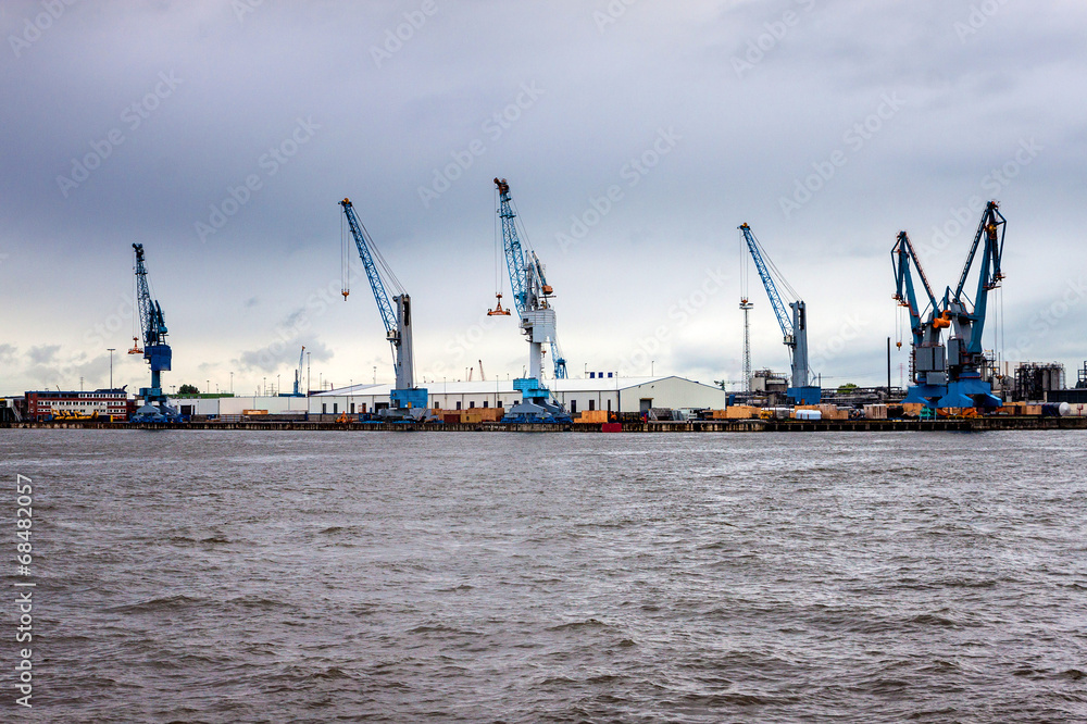 View of a port in Hamburg, Germany