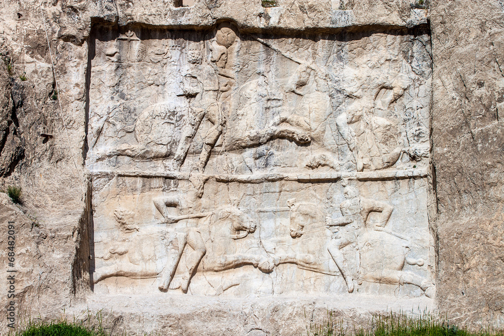 Naqsh-e Rustam, carving of the victory of Bahram II. Iran.