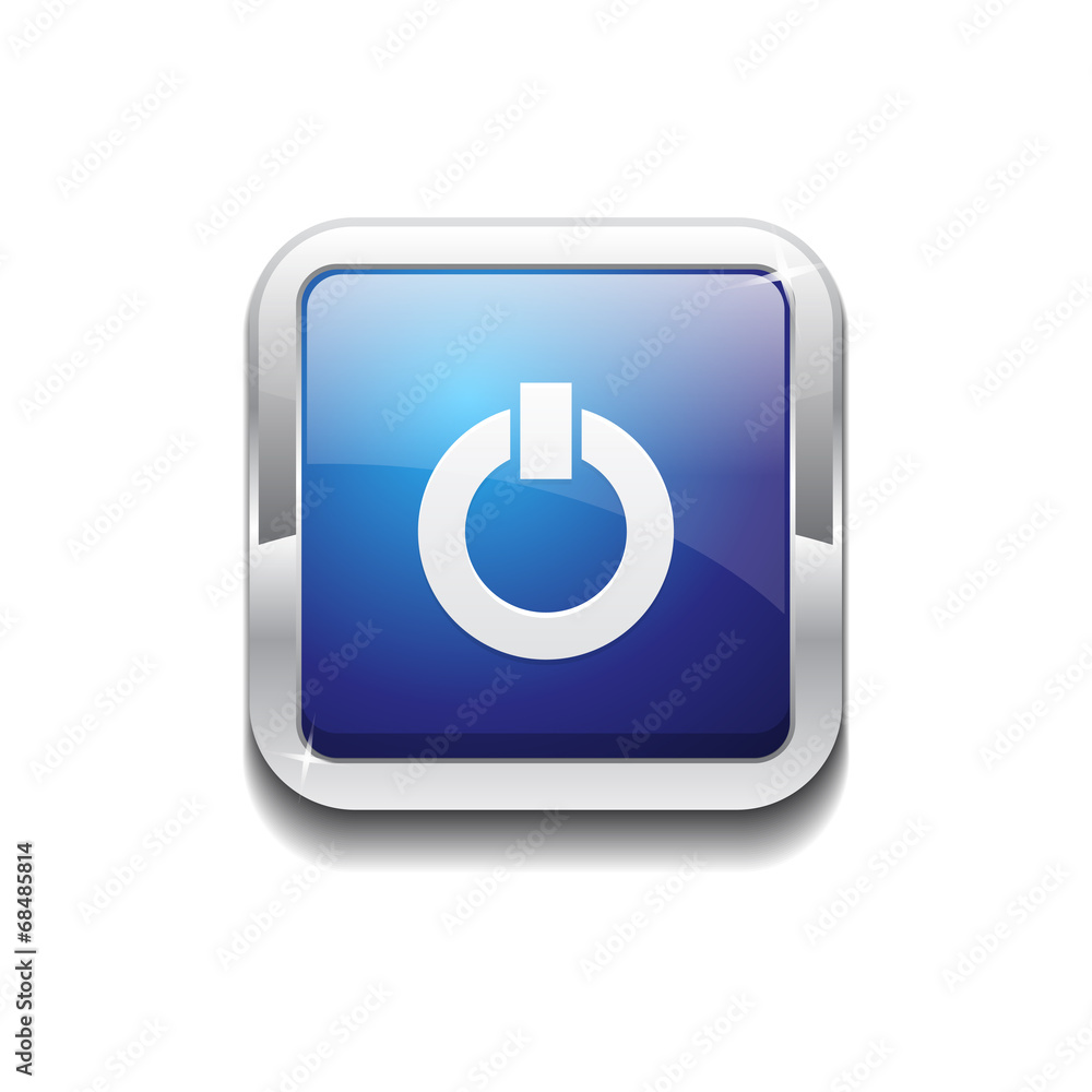Power Rounded Corner Vector Blue Web Icon Button Power Rounded Corner Vector Blue Web Icon Button