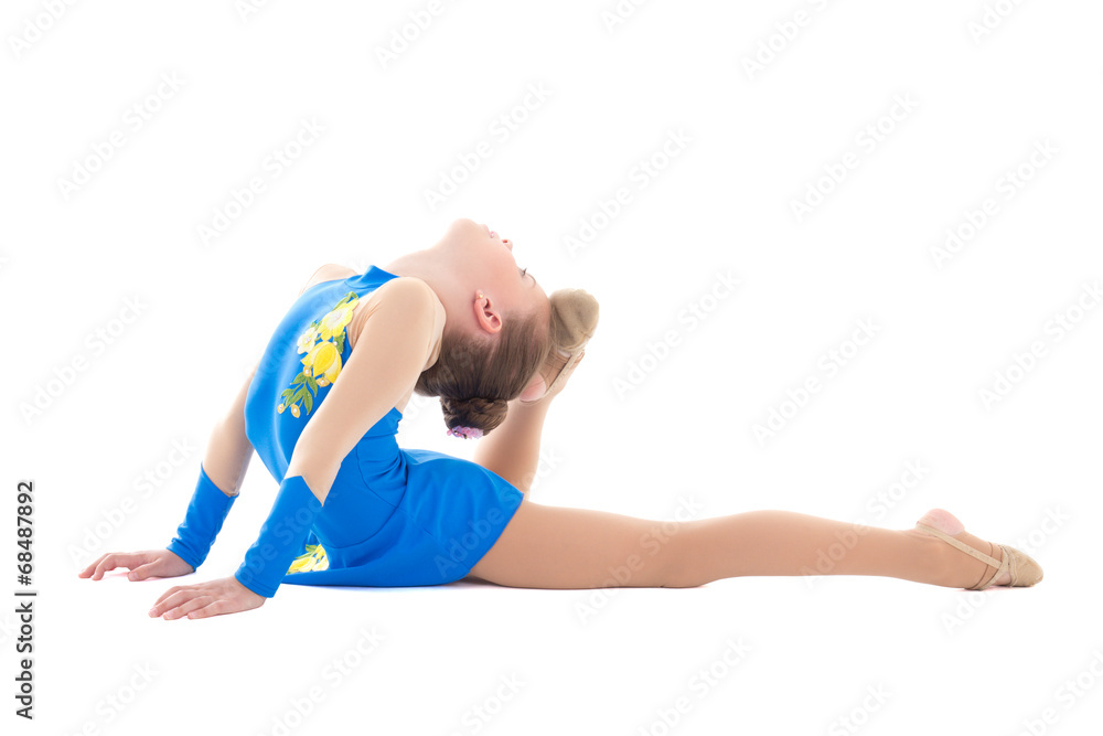 little girl doing gymnastics isolated on white little girl doing gymnastics isolated on white