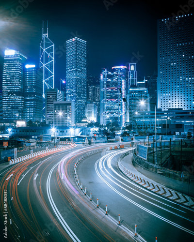 modern city at night in hongkong