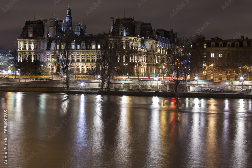 Sena river in the night on Paris