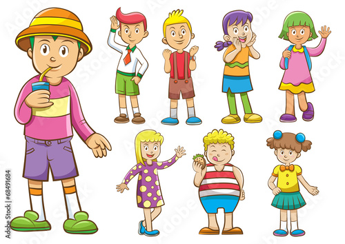 set of cartoon kids.