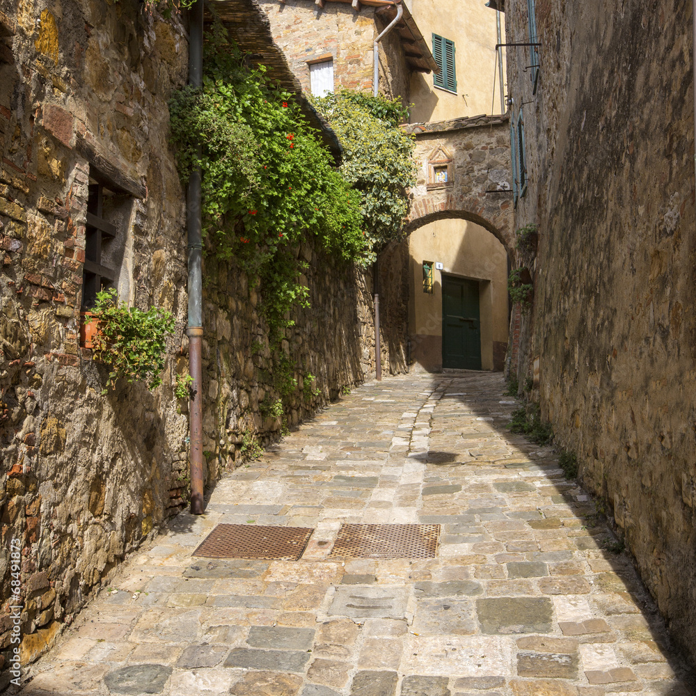 old street in Val D'orcia city in Tuscany