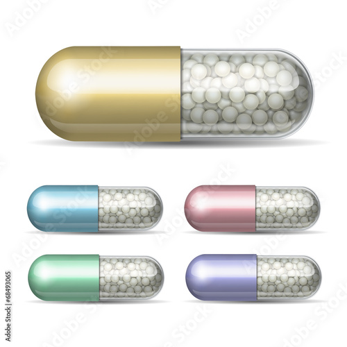 Set of medical capsule with granules