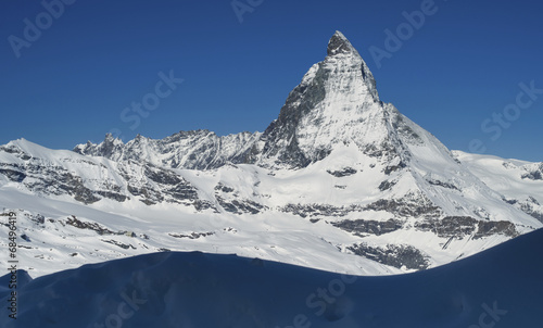 view to Matterhorn from Riffelberg rail station in Switzerland