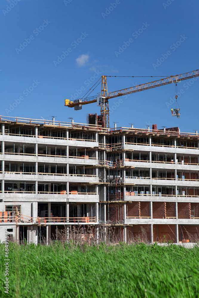 Construction of building a beautiful sky as background Construction of building a beautiful sky as background
