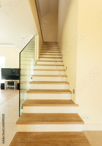 Wooden stairs at home