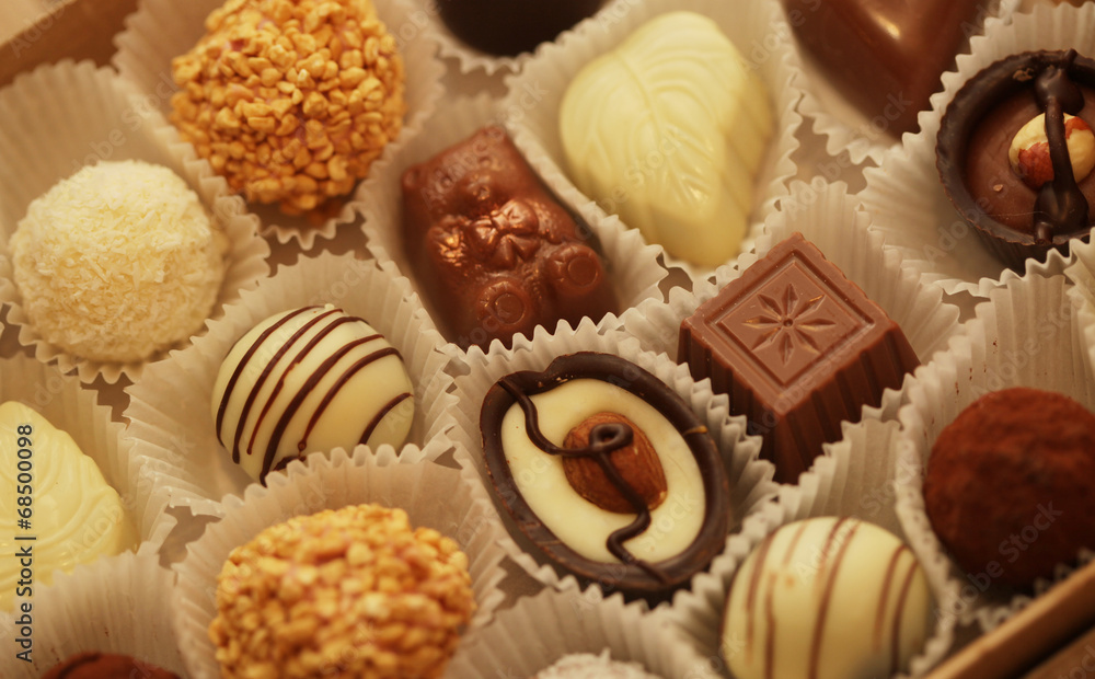 Chocolate candies in a box Chocolate candies in a box