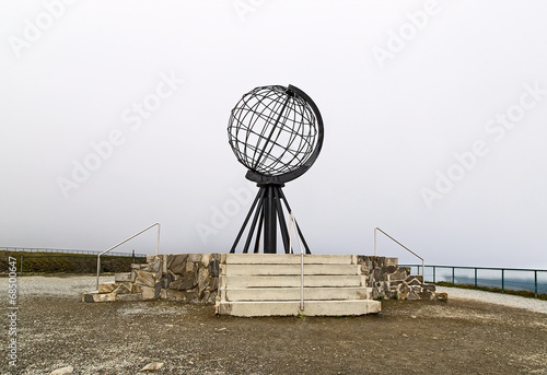 Symbolic globe in cloudy day at the North Cape/ Nordkapp, Norway