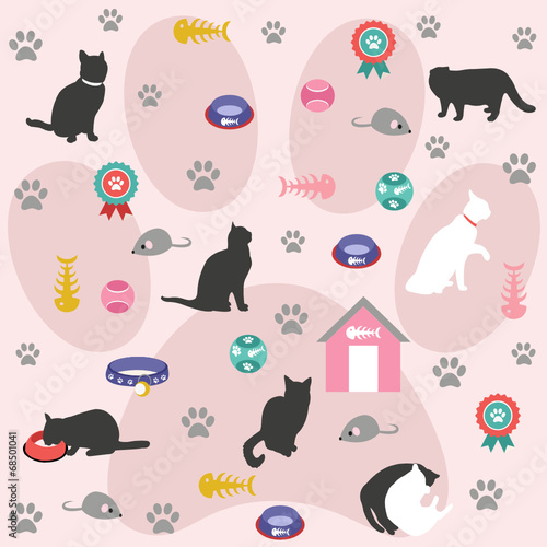 Seamless pattern, cat icons