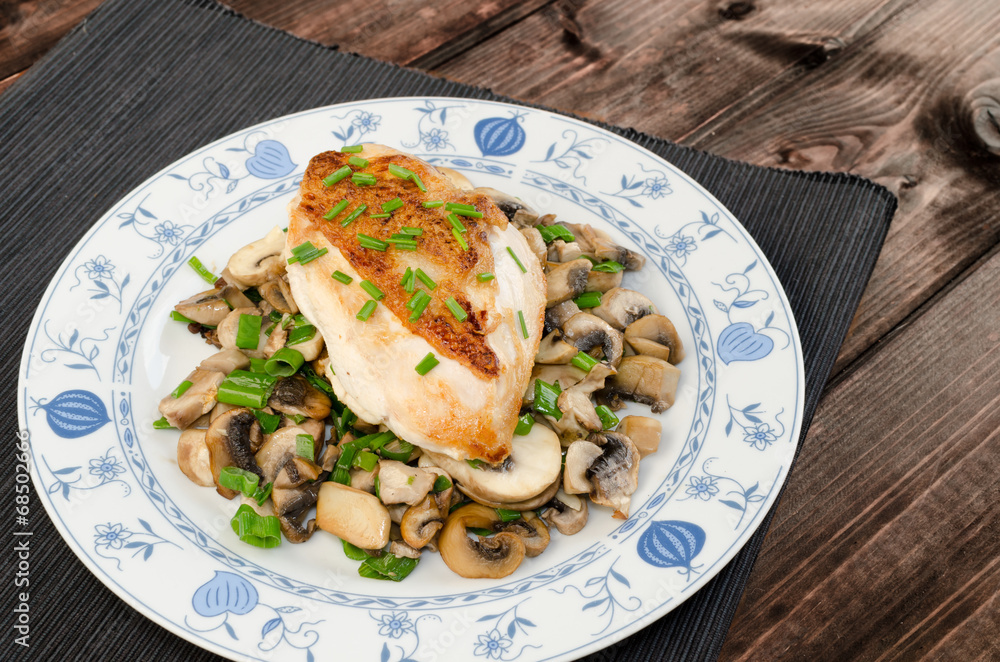 chicken breast with mushrooms and spring onions chicken breast with mushrooms and spring onions