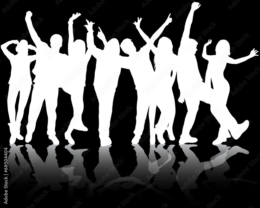 Dancing people silhouettes