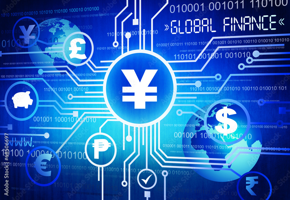 Obraz premium A Blue Global Finance Cartography