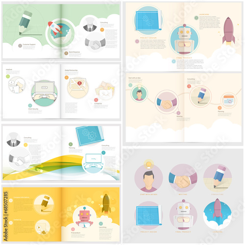 Collection:Set of Brochure template with concept icons