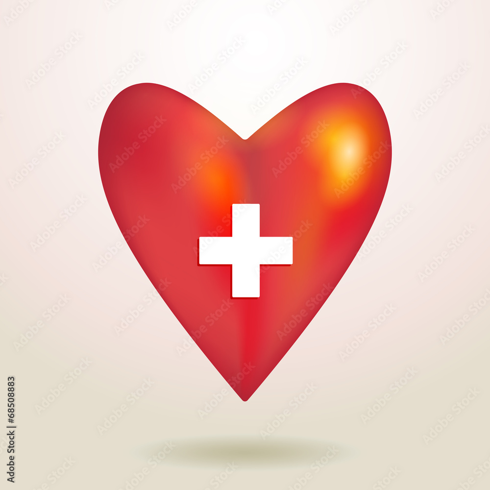 Red glossy shiny three-dimensional heart 3d on a white backgroun Red glossy shiny three-dimensional heart 3d on a white backgroun