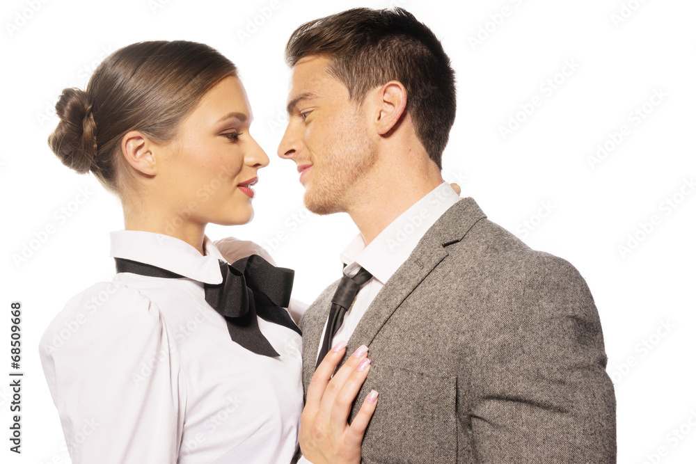 Closeup Couple Almost Kissing Portrait Stock Photo | Adobe Stock