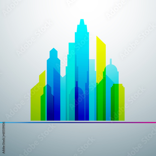 Colorful city skylines background vector illustration