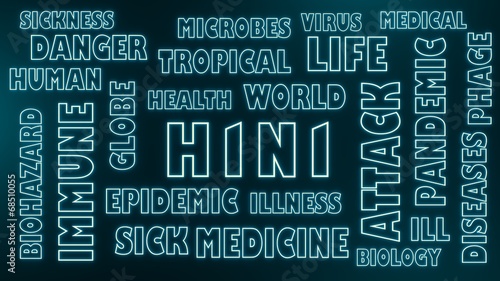 h1n1 neon text and relative tags cloud