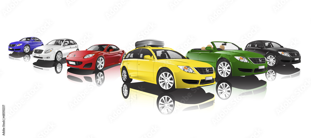 Fototapeta premium Collection of Many Contemporary Cars