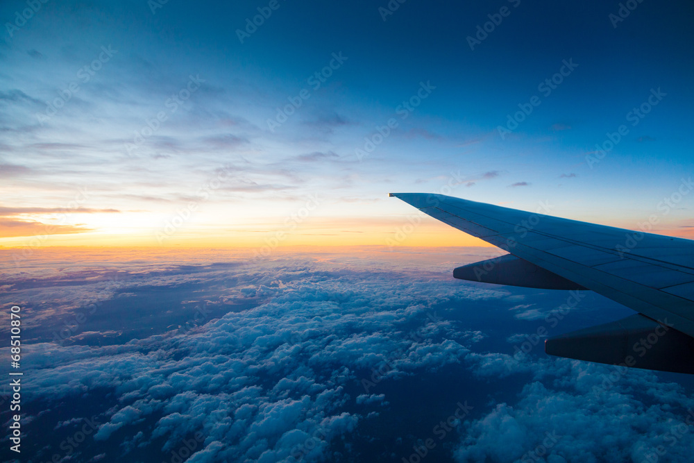 Classic image through aircraft window onto jet engine Classic image through aircraft window onto jet engine