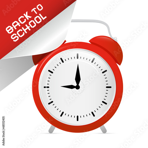 Vector Back to School Retro Illustration with Alarm Clock