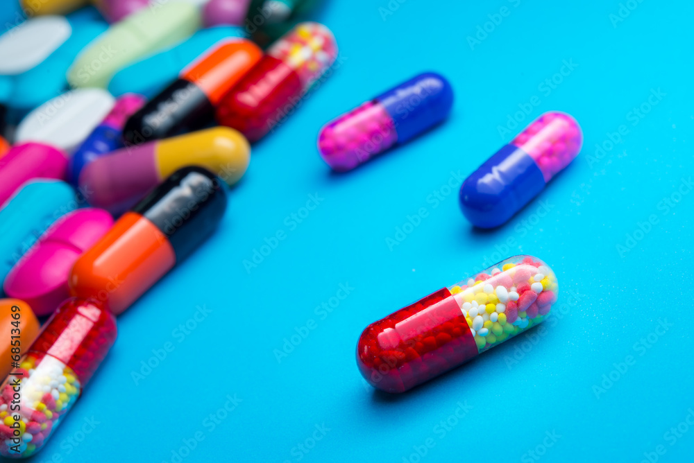 Many colorful pills