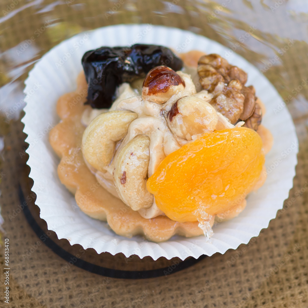 Dessert with nuts and dried fruits