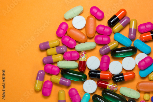 Many colorful pills