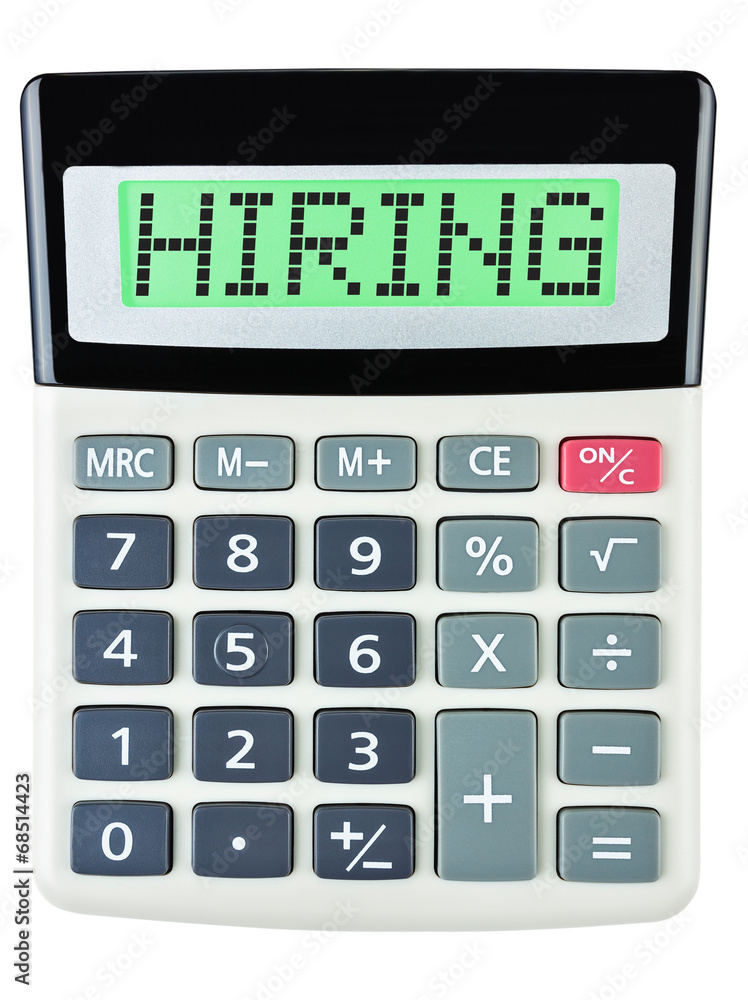 Calculator with HIRING on display isolated on white background Calculator with HIRING on display isolated on white background