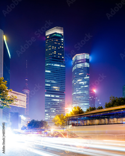 the night view of the lujiazui financial centre in china.