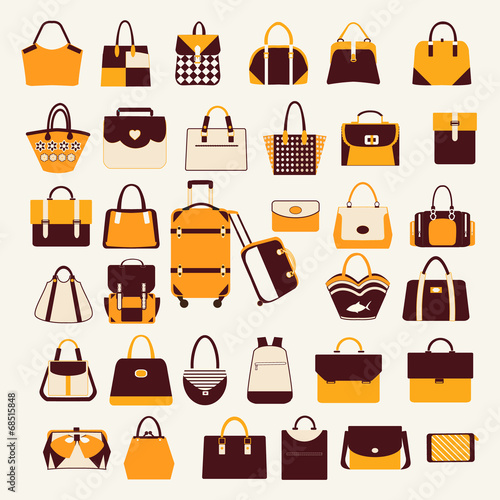 Set icons of  bags  and  handbags - Illustration