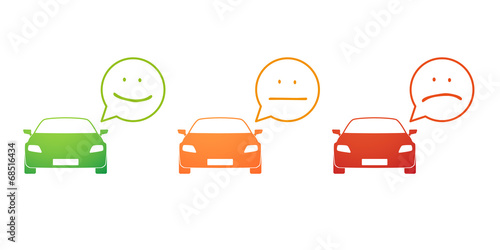 Car with a comic balloon  icon set