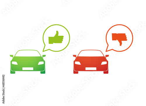 Car with a comic balloon  icon set