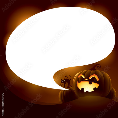 Halloween Jack-o-lantern with speech bubble