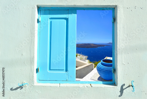Concept of view into beauty of Greece - Santorini